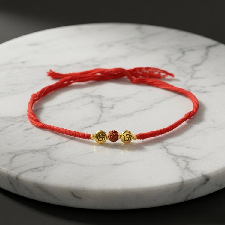 Twin Om Charm with Rudraksh Rakhi