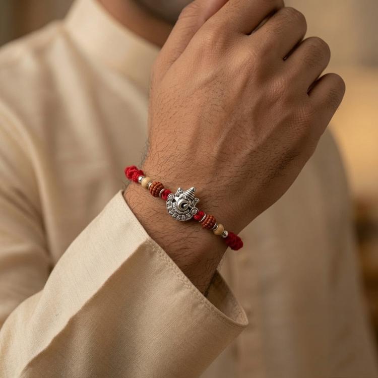 Glowing White Ganesh Rakhi