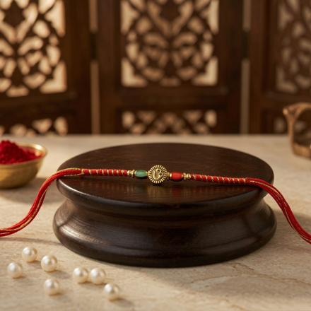 Red and Gold Om Dori Rakhi