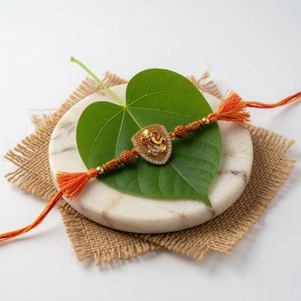 Copper Ganesh Shield Rakhi