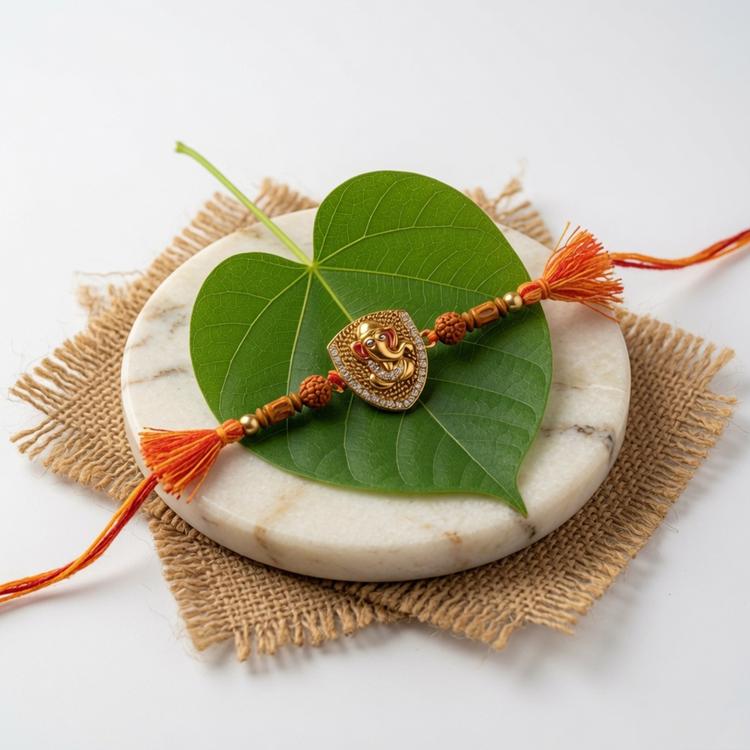 Copper Ganesh Shield Rakhi
