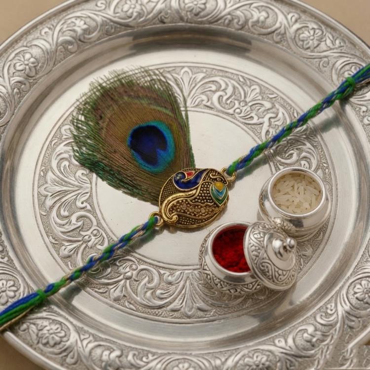 Peacock Feather Heritage Rakhi