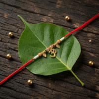 Golden Om Leaf Rakhi
