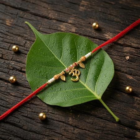 Golden Om Leaf Rakhi