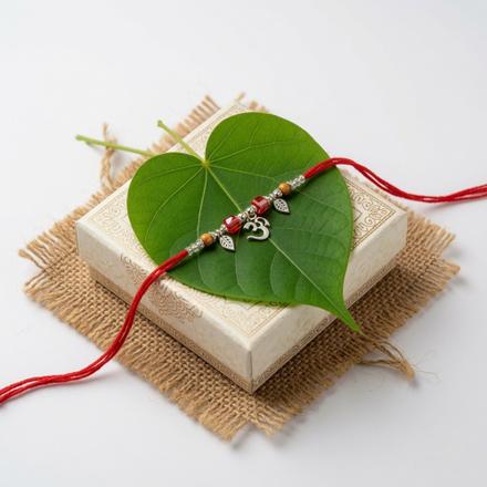 Om with Leaves Dori Rakhi