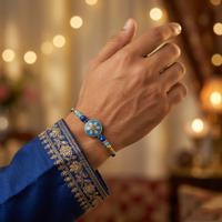 Blue Floral Medallion Rakhi