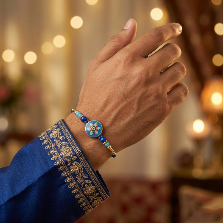 Blue Floral Medallion Rakhi