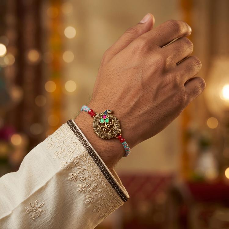 Majestic Peacock Dori Rakhi