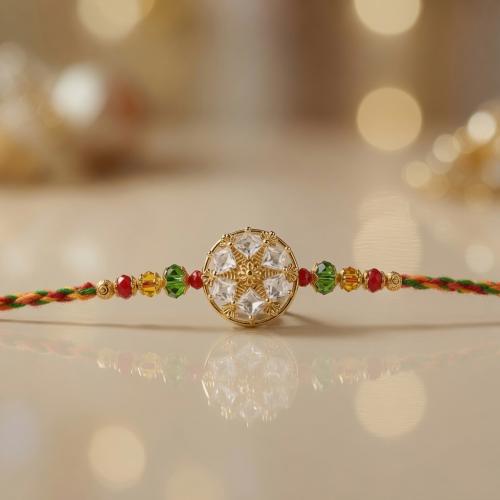 Glittering Crystal Bloom Rakhi