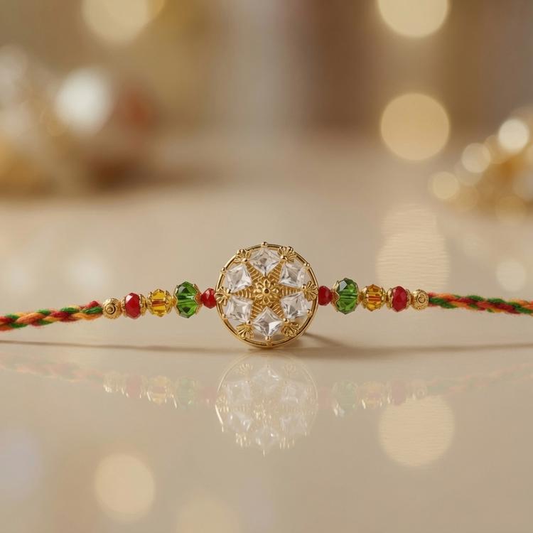 Glittering Crystal Bloom Rakhi
