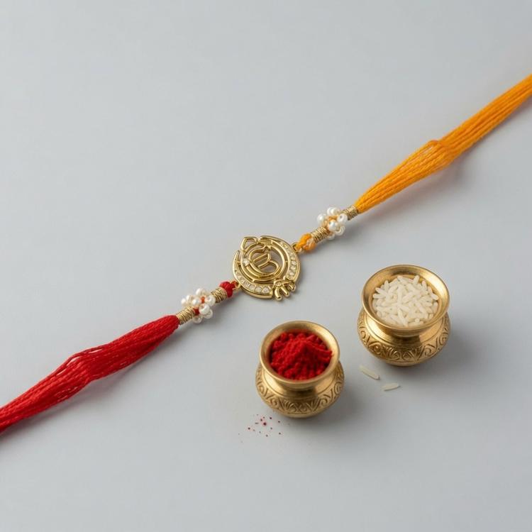 Golden Ik Onkar Khanda Rakhi