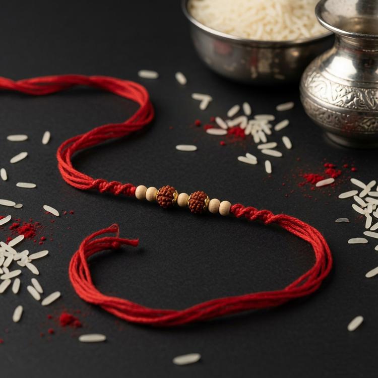 Sacred Twin Rudraksh Dori Rakhi