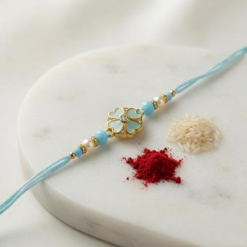 Pastel Blue Floral Rakhi