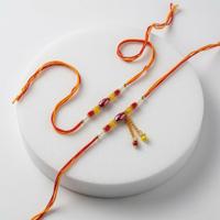 Ruby Bead Mouli Couple Rakhi