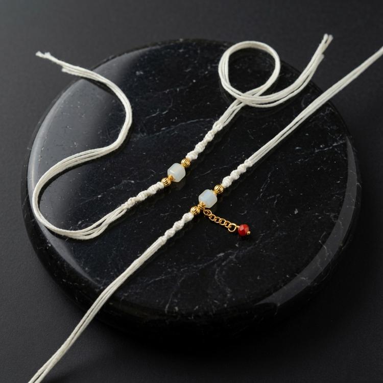 Ivory Charm Couple Rakhi Pair