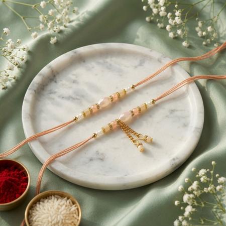 Elegant Peach Couple Pair Rakhi