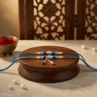 Azure Elegance Couple Rakhi Pair