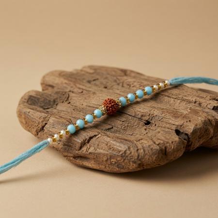 Sky Blue Rudraksha Rakhi