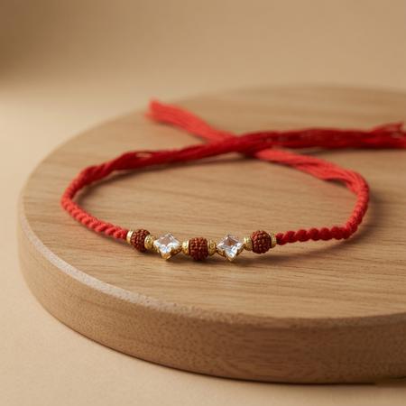 Triple Rudraksh Crystal Rakhi