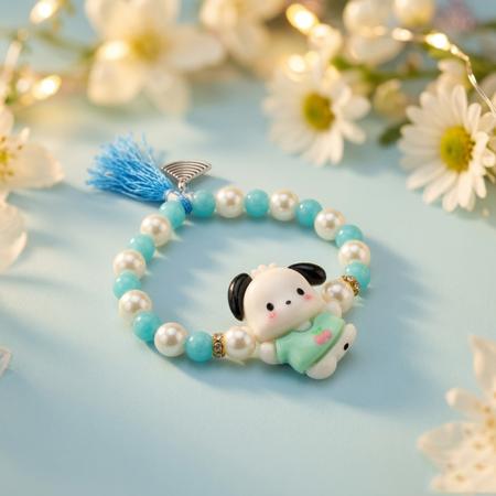 Pearl n Blue Kids Bracelet Rakhi