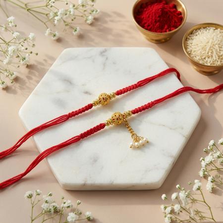 Golden Sphere Couple Pair Rakhi