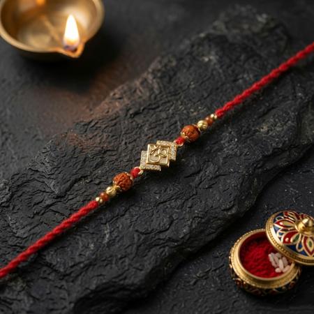 Layered Square Om Rakhi