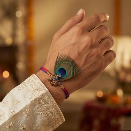 Royal Peacock Feather Rakhi