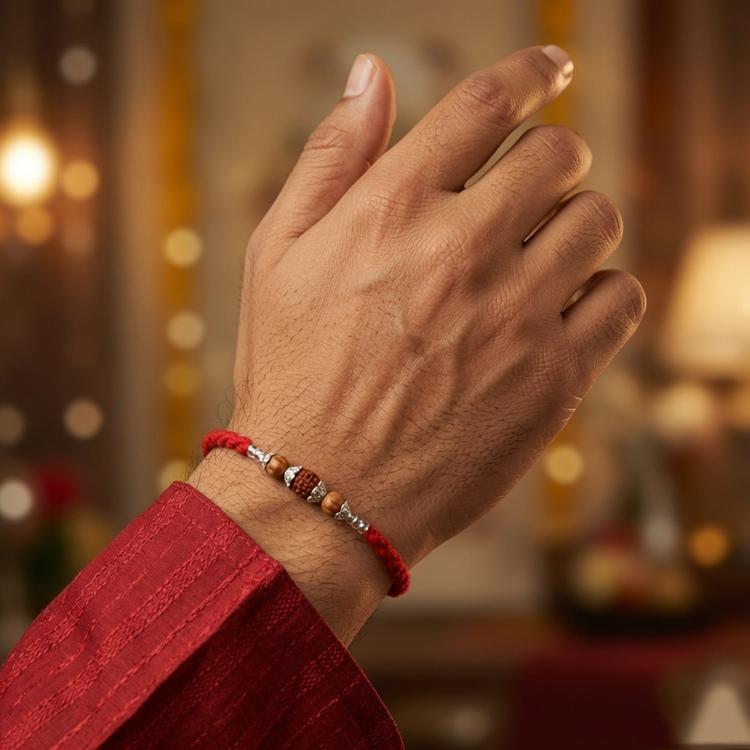 Contrasting Rudraksh Rakhi