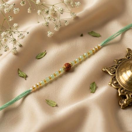 Mint Green Rudraksha Rakhi