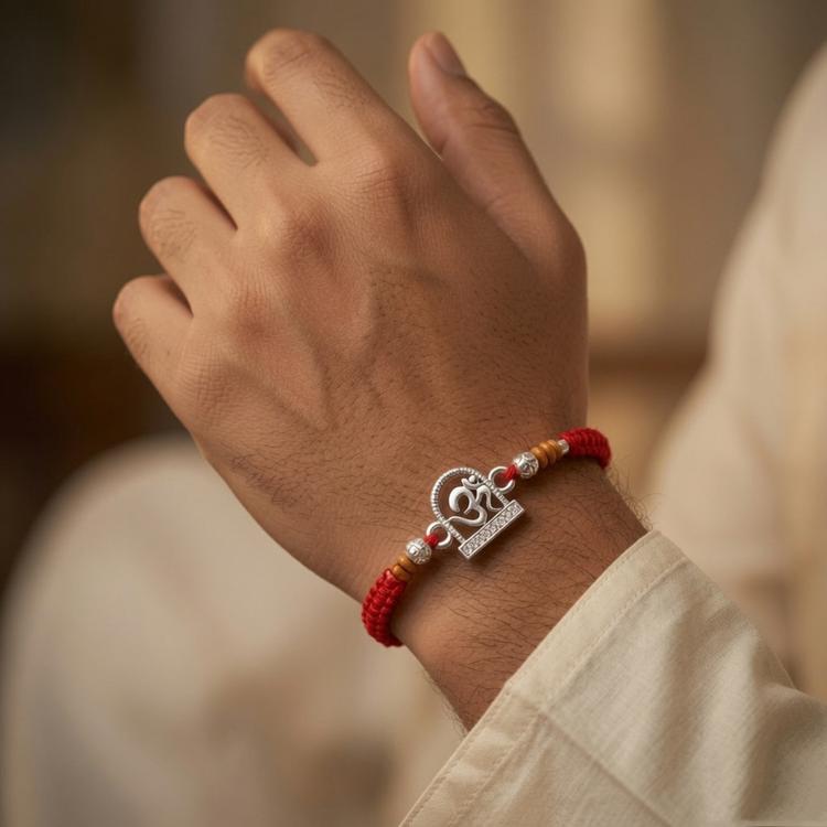 Glowing White Arc Om Rakhi