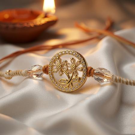 Twin Floral Motif AD Rakhi