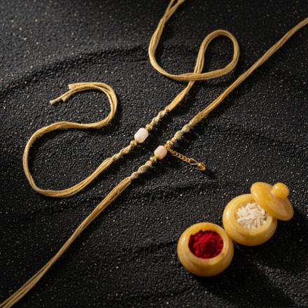 Beige Harmony Couple Pair Rakhi