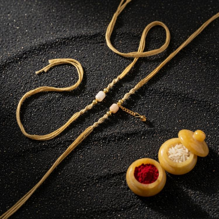 Beige Harmony Couple Pair Rakhi