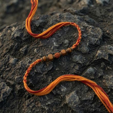 Rudraksha Wooden Bead Mouli Rakhi