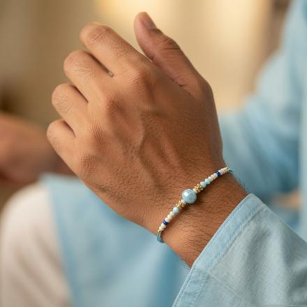 Ice Blue Crystal Dori Rakhi