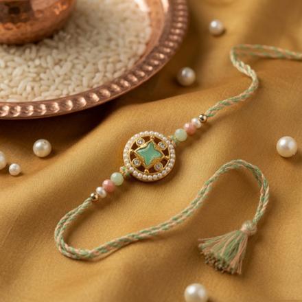 Pink n Green Star Motif Rakhi