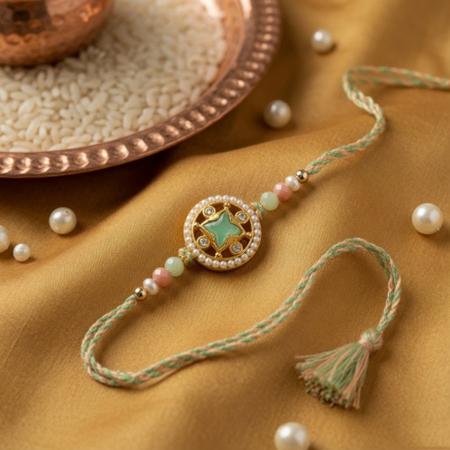 Pink n Green Star Motif Rakhi