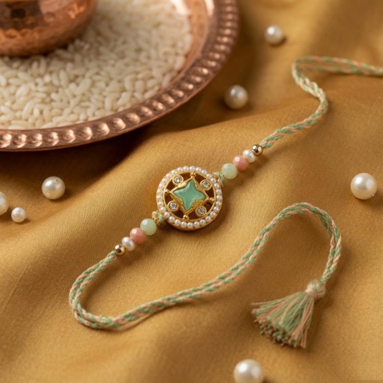 Pink n Green Star Motif Rakhi