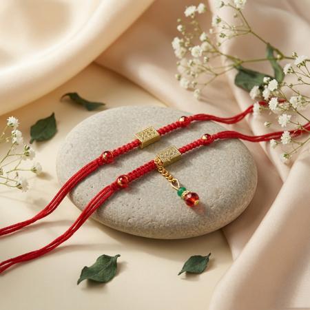 Golden Cuboid Couple Pair Rakhi