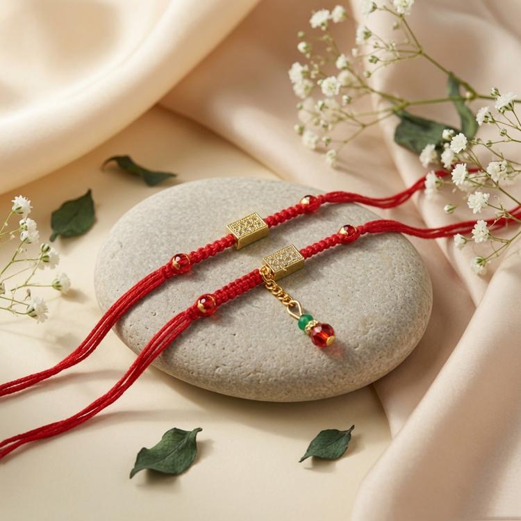 Golden Cuboid Couple Pair Rakhi