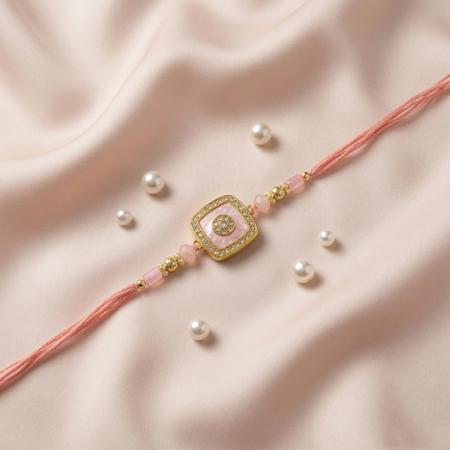 Peach MOP Square Rakhi
