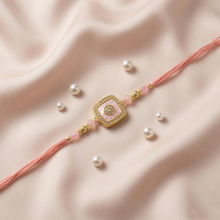 Peach MOP Square Rakhi