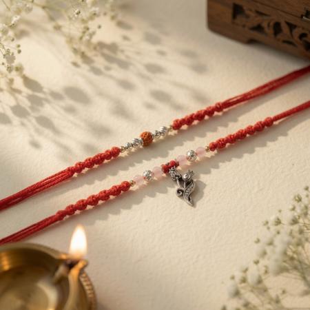 Rudraksh and Rose Couple Pair Rakhi