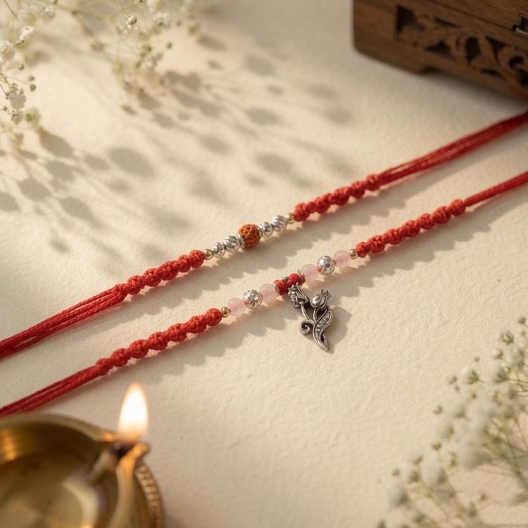 Rudraksh and Rose Couple Pair Rakhi