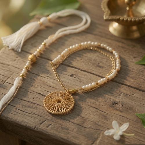 Dreamy White and Gold Lumba and Rakhi