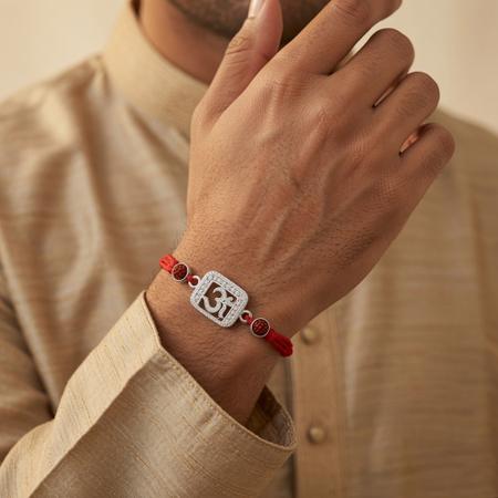 Silver Om Heritage Rakhi