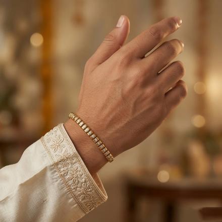 Golden Square Stone Bracelet Rakhi