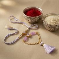 Lavender Square Stone Bracelet and Rakhi