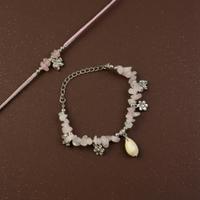 Rose Quartz Bhabhi Bracelet with Rakhi