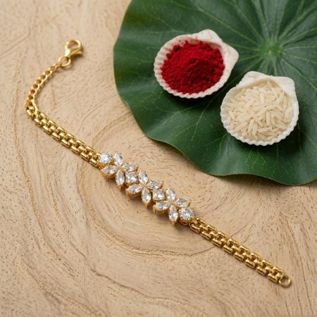 Floral Crystal Bracelet Rakhi